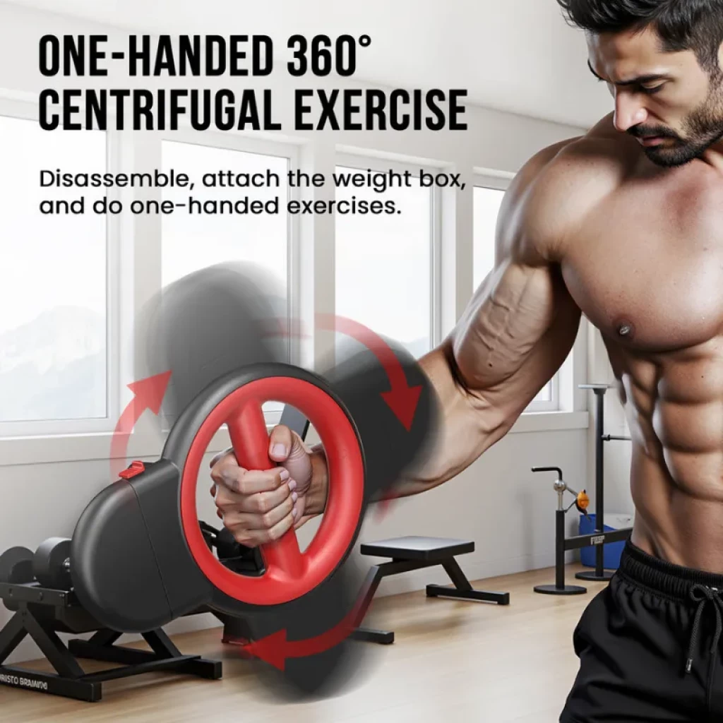 Akluer 3 en 1 Entrenador de Brazos y Pecho Ajustable con mango ergonómico, aro rojo giratorio 360°, caja de peso desmontable y diseño compacto para fuerza