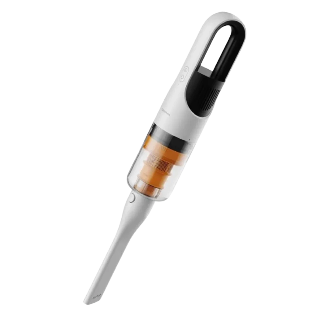 Deerma T10W cuerpo blanco con depósito transparente ámbar, boquilla alargada