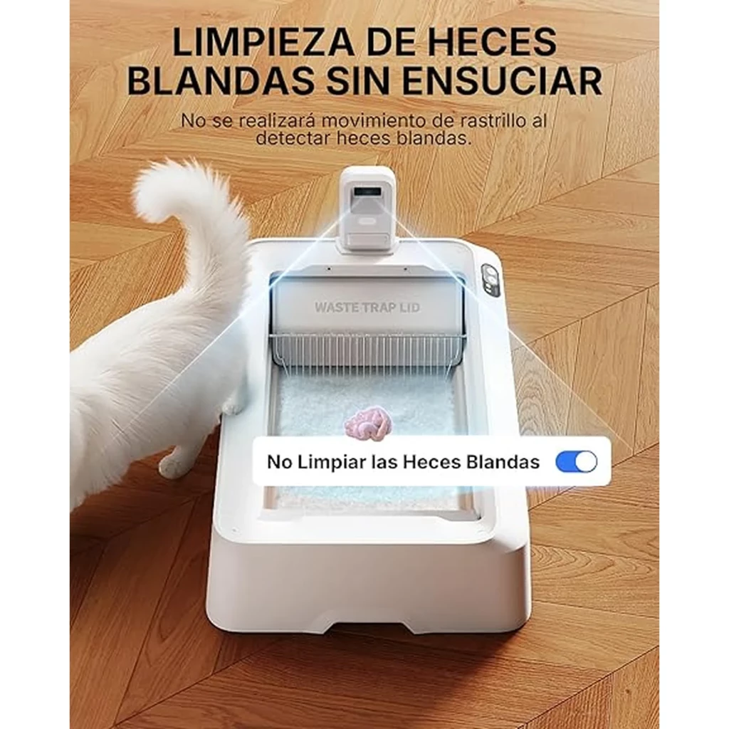 PETKIT Purobot Crystal Duo IA con Cubierta: arenero autolimpiable blanco con tapa Waste-Trap, sensor inteligente y modo que evita rastrear heces blandas