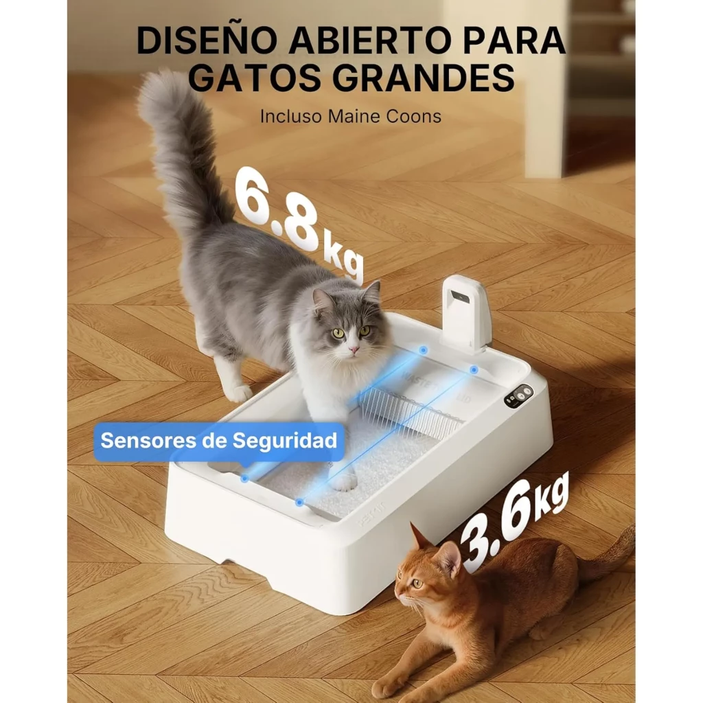 PETKIT Purobot Crystal Duo IA con Cubierta arenero autolimpiable abierto, apto para gatos grandes, sensores de seguridad, bandeja amplia y acceso frontal