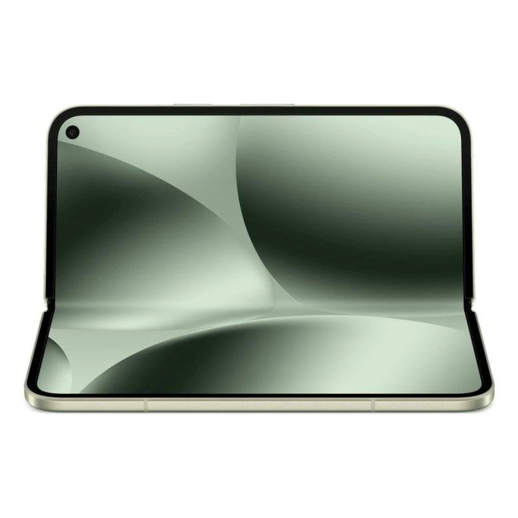 Pantalla interna plegable jade con bisagra central, bordes delgados y cámara frontal perforada; diseño premium del Google Pixel 10 Pro Fold 5G 256GB Jade