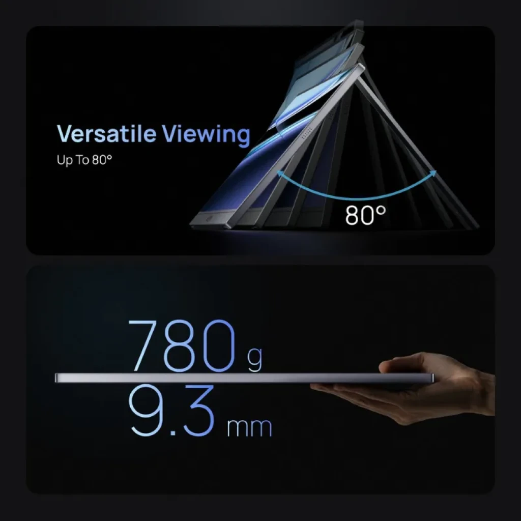 Monitor portátil Arzopa Z3FC 16,1 QHD 180Hz con soporte ajustable hasta 80°, diseño ultrafino de 9,3 mm y peso ligero de 780 g