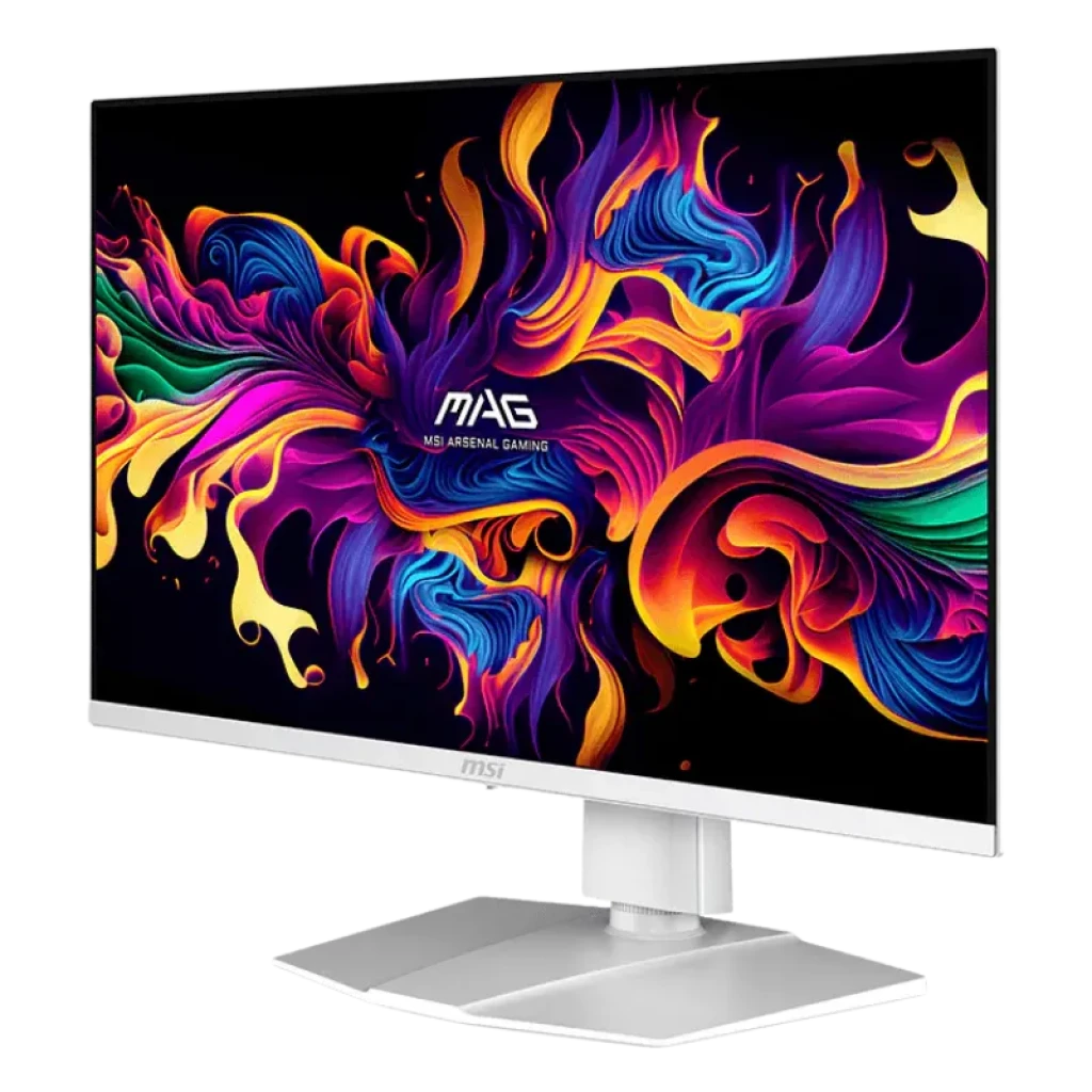 Vista a 45 grados del MSI MAG 272QPWDE QD-OLED X28