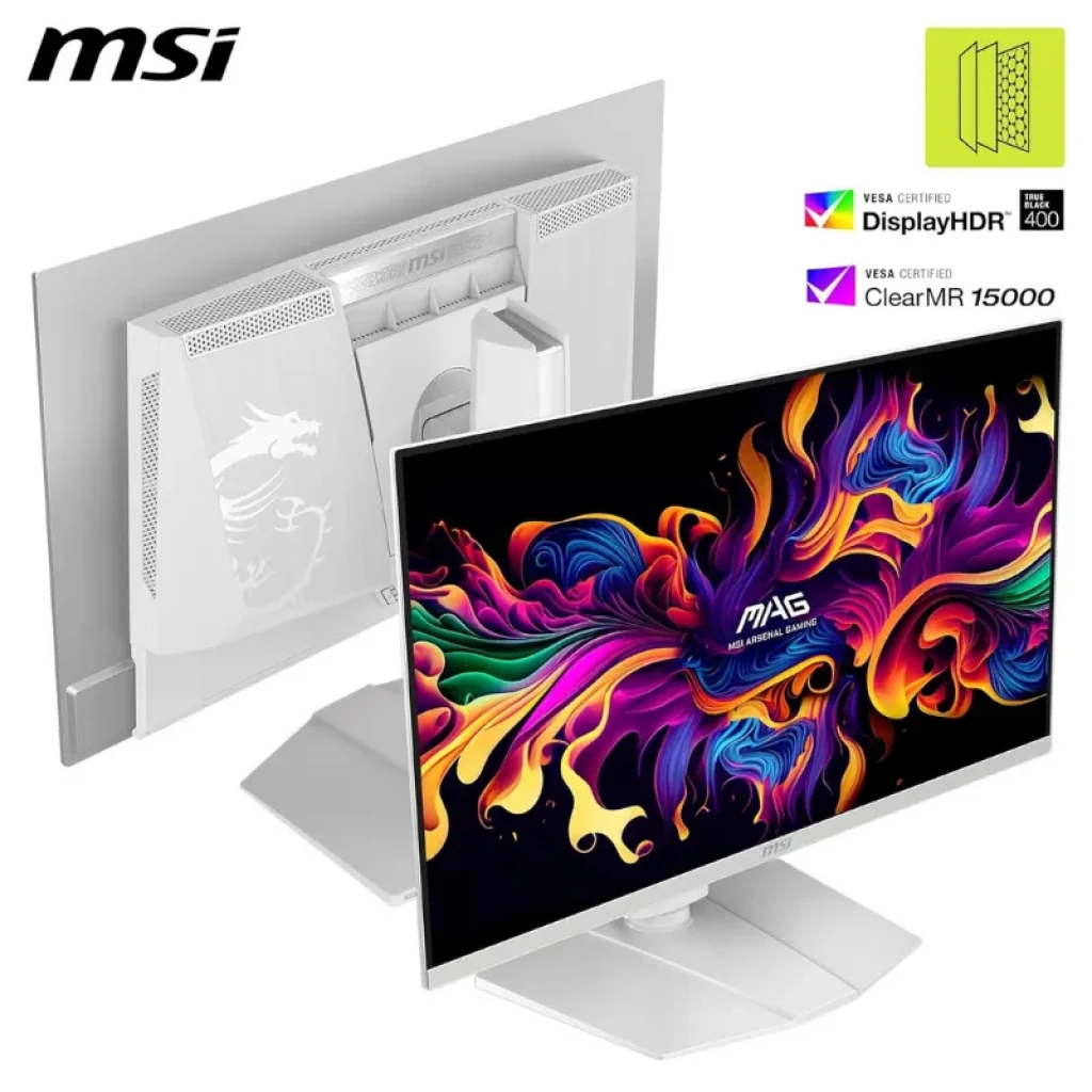 MSI MAG 272QPWDE QD-OLED X28 27 pulgadas WQHD 280 Hz, marco delgado blanco, peana robusta, colores vibrantes, FreeSync Premium Pro, HDR400