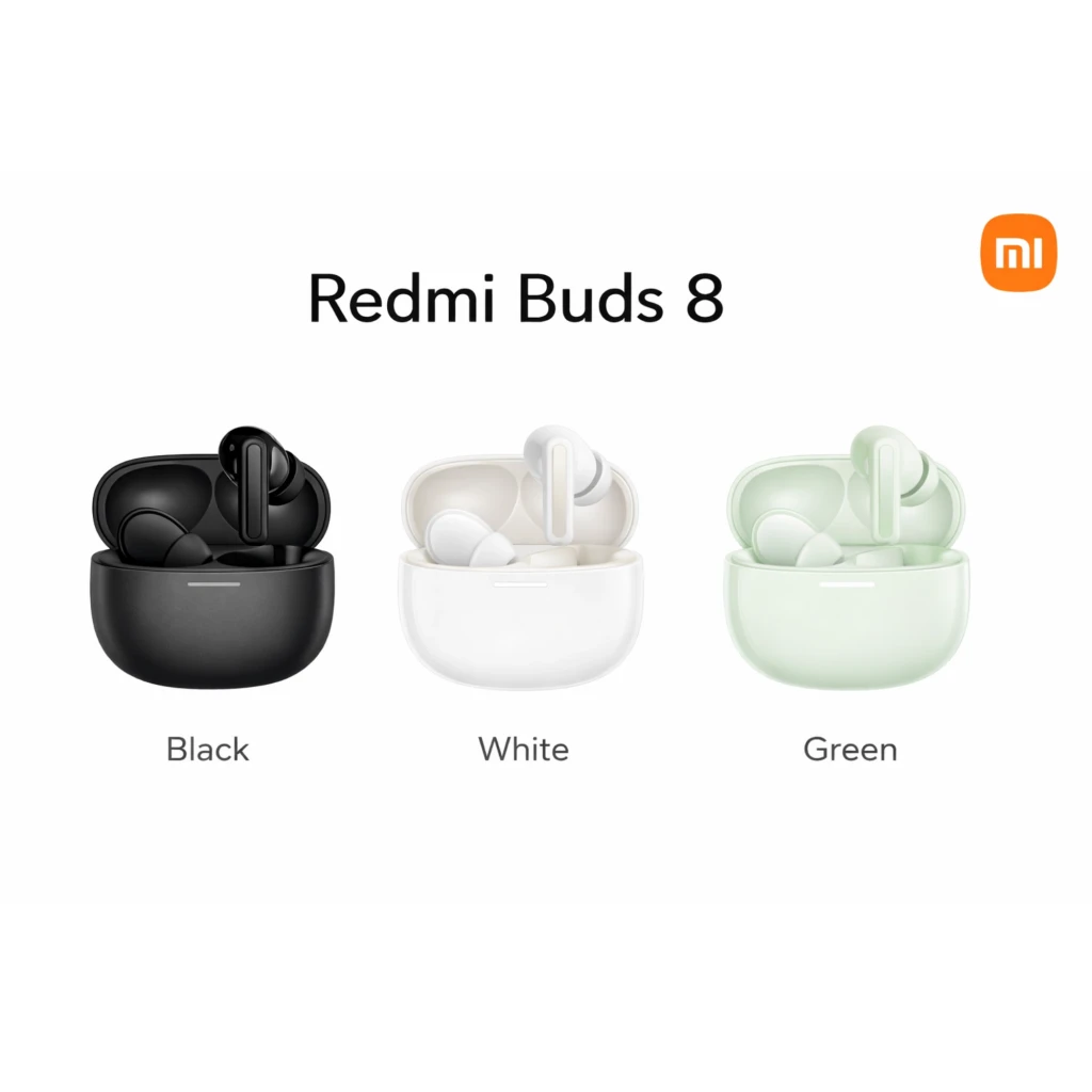 Auriculares inalámbricos Xiaomi Redmi Buds 8 ANC 50 dB en negro con estuche compacto; diseño intraural con varilla y acabado mate elegante, Bluetooth 5.4