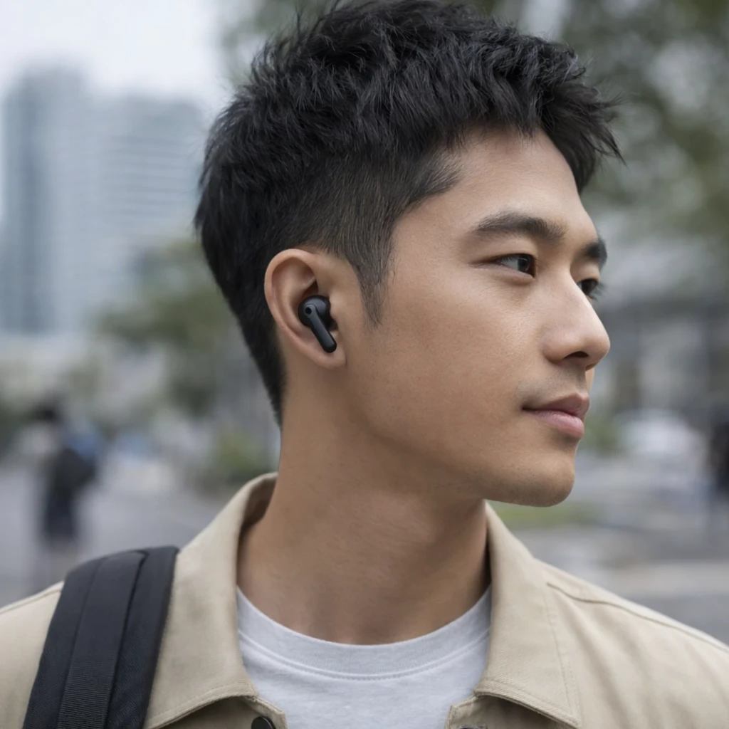 Auricular negro Xiaomi Redmi Buds 8 ANC con diseño in-ear discreto, acabado mate y cuerpo compacto; ajuste cómodo y botones laterales sutiles
