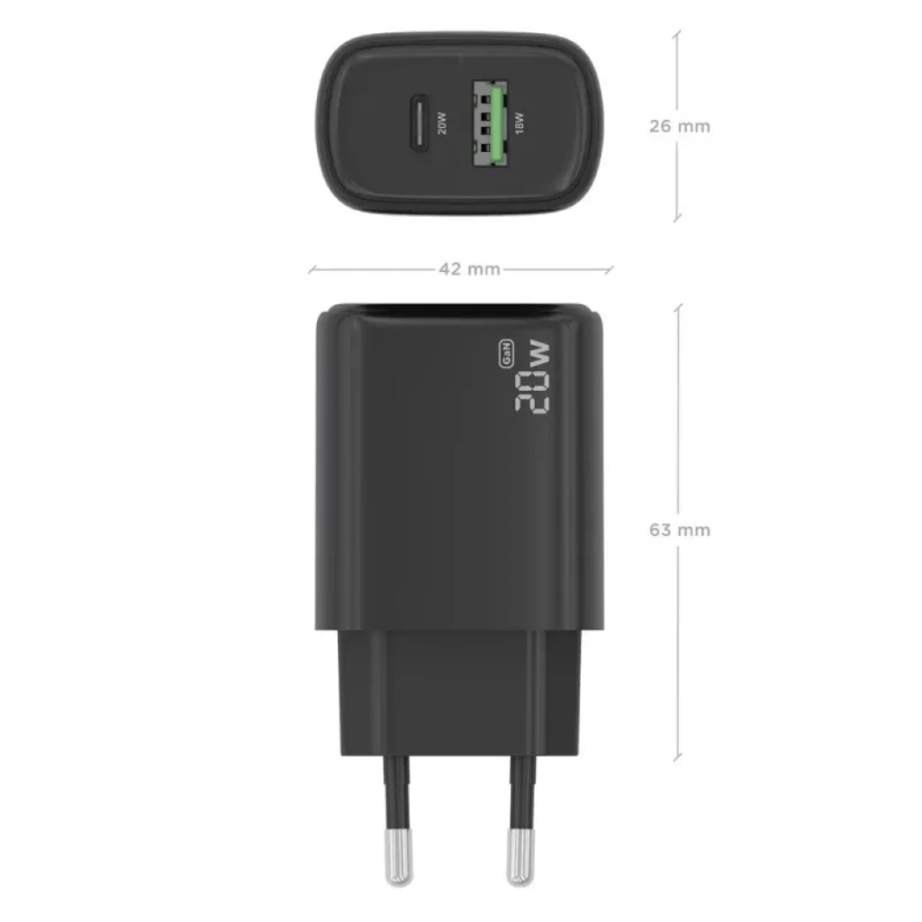 Dimensions de l'Aisens GaN A110-0910 en noir