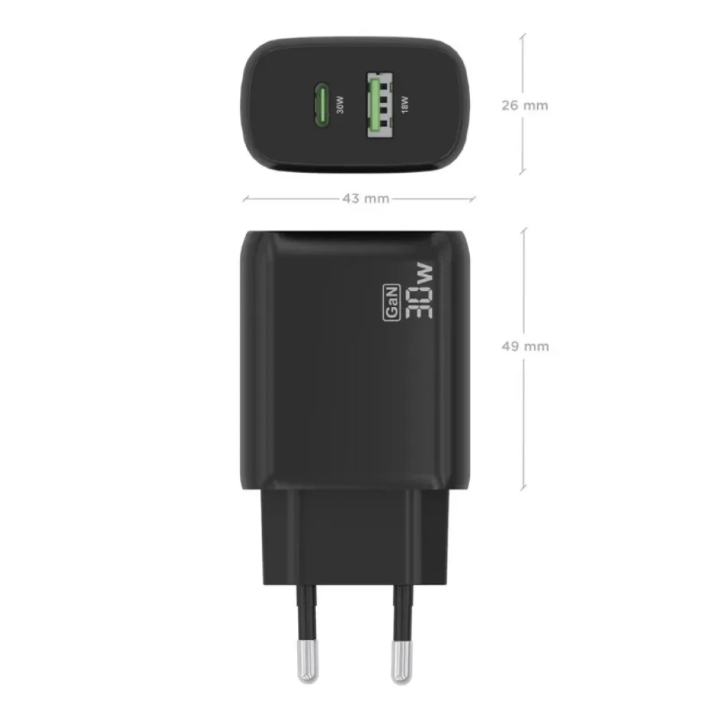 Dimensões do Aisens GaN 30W preto