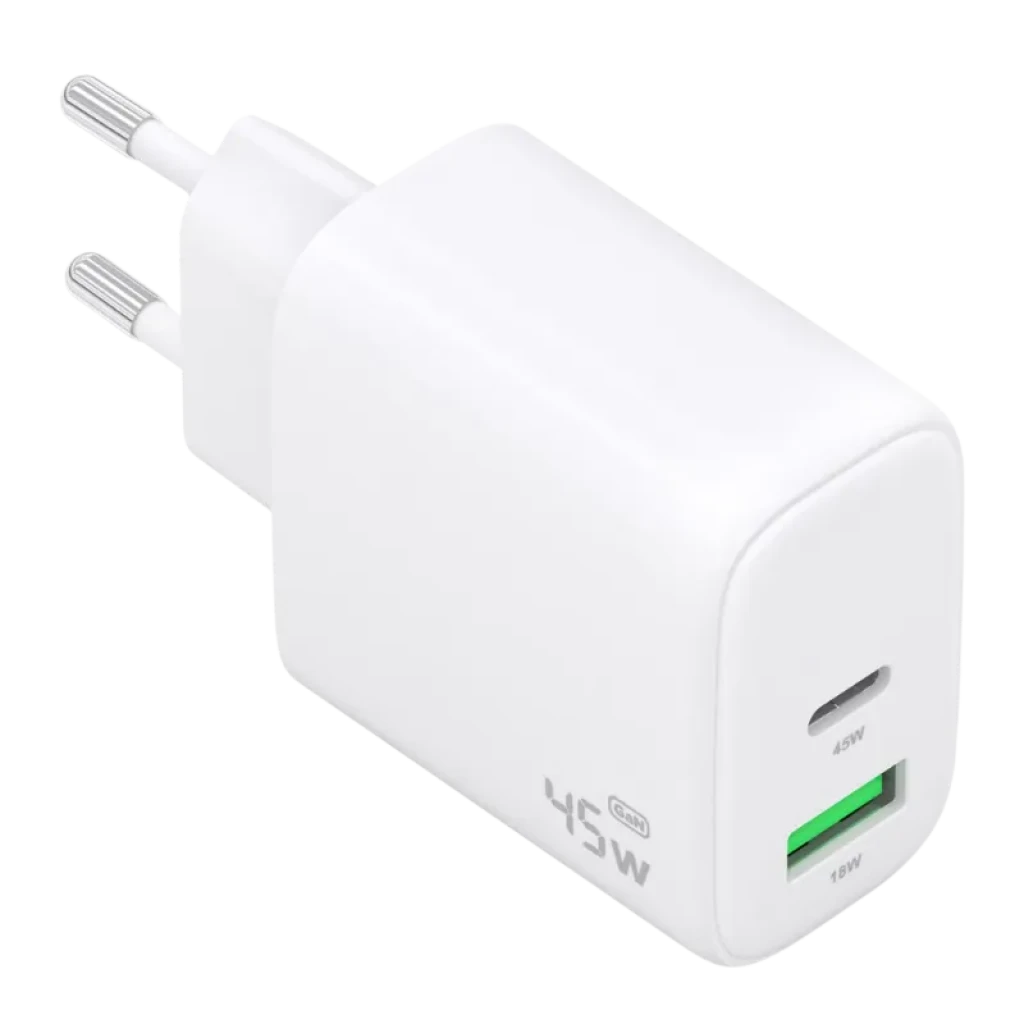 Cargador Aisens GaN A110-0971 45W blanco con puertos USB-C y USB-A