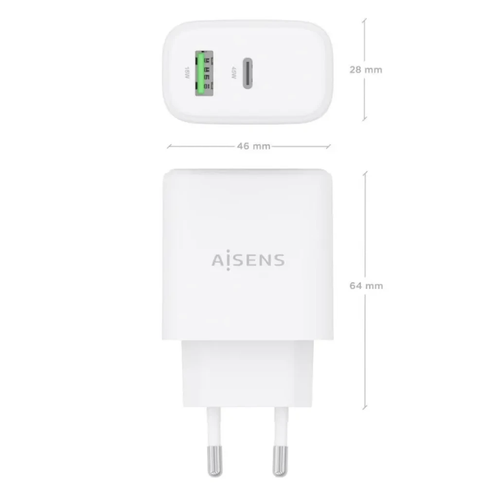 Dimensiones del Aisens GaN A110-0971 en color blanco