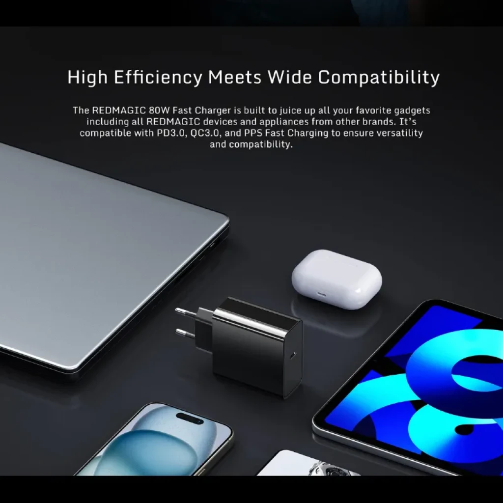 Nubia Redmagic 80W Fast Charger EU con amplia compatibilidad