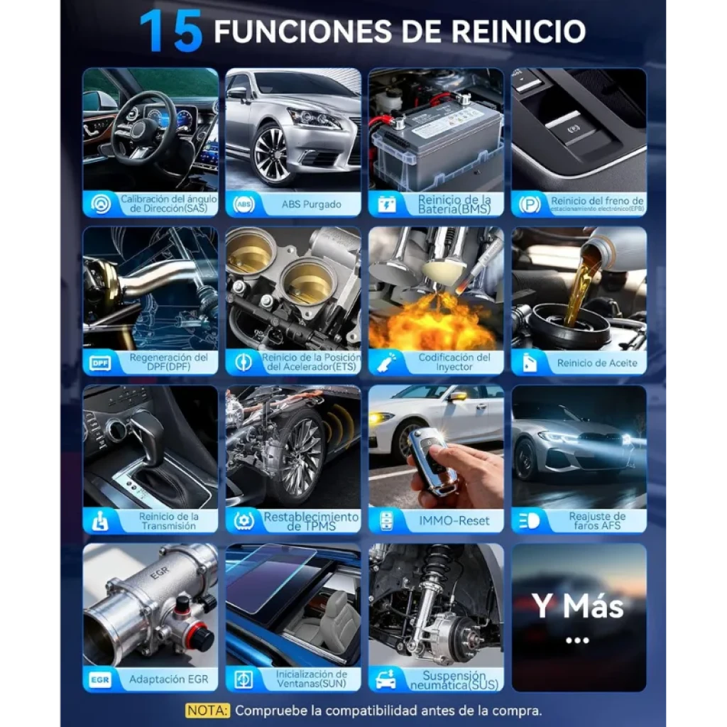Mucar BT200 Max con 15 funciones de reinicio: ABS, BMS, EPB, DPF, aceite, TPMS, SAS, EGR, inyectores y más