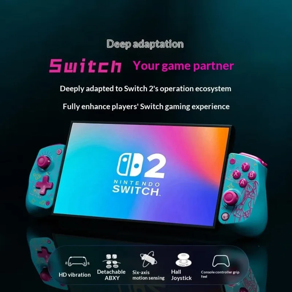 GameSir X5S Hatsune Miku gamepad para smartphones y Switch, color turquesa con detalles rosas, joysticks Hall, botones ABXY desmontables y vibración HD