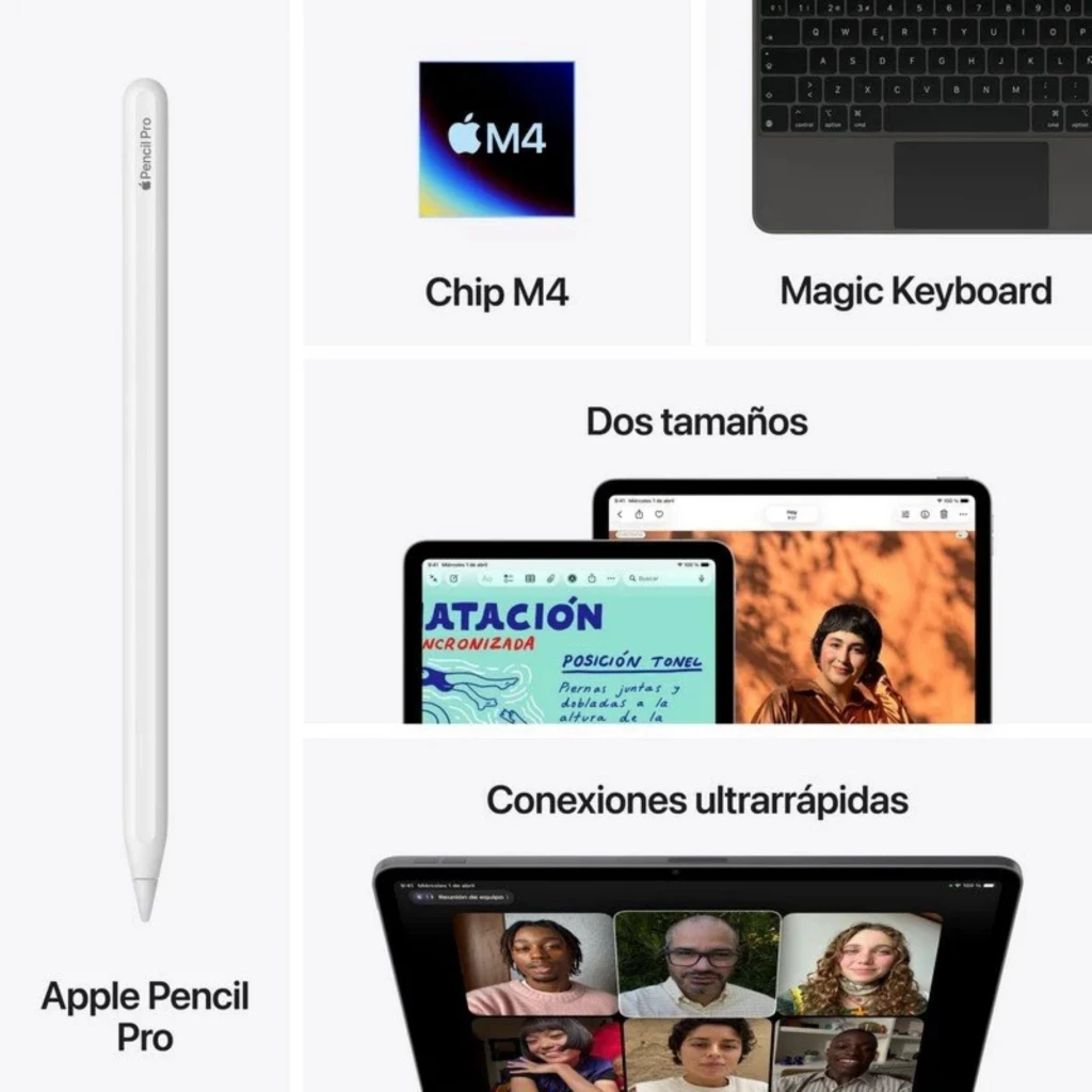 Apple iPad Air M4 11 pulgadas 128GB WiFi gris con bordes delgados, pantalla amplia, compatible con Magic Keyboard y Apple Pencil Pro, chip M4 rápido