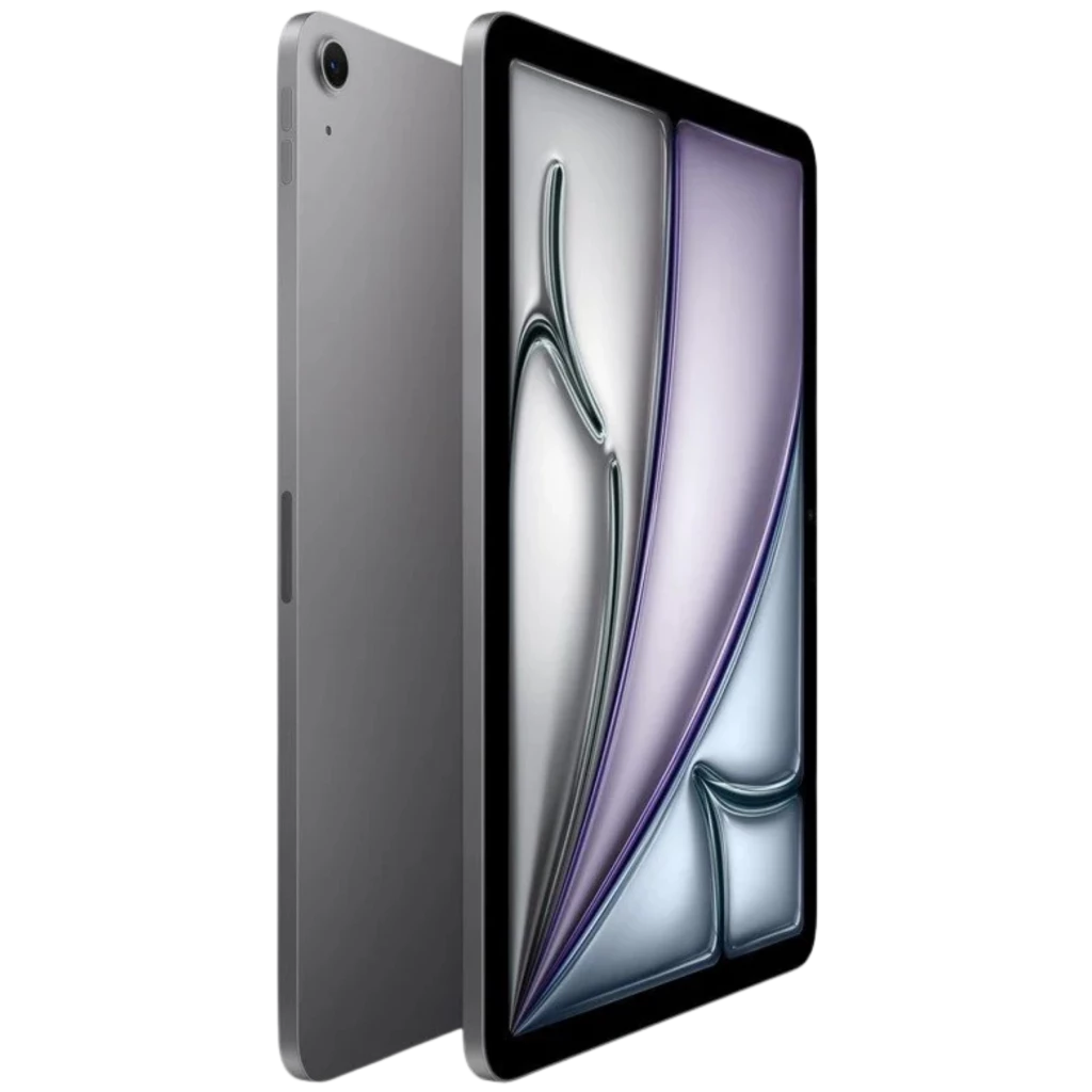 Apple iPad Air M4 11 128GB WiFi Gris con cuerpo delgado en aluminio, bordes rectos y pantalla casi sin marcos; cámara trasera única y acabado mate elegante