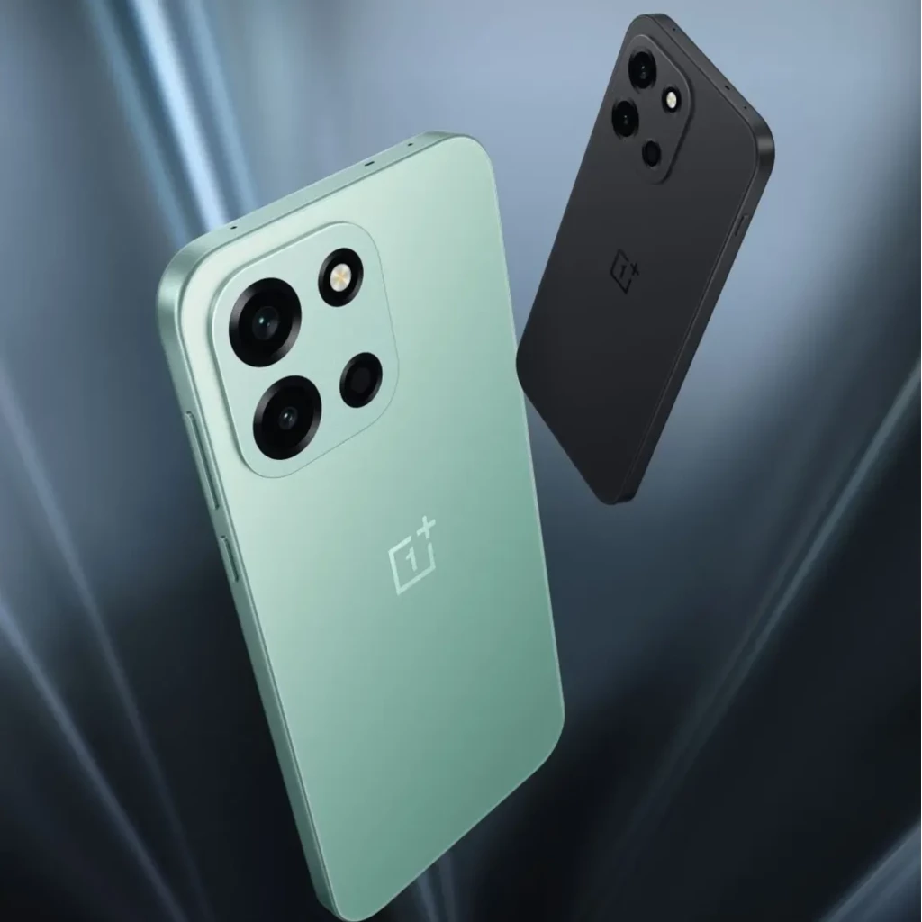 Oneplus Nord 6 5G verde con módulo triple de 50 Mpx, lente principal grande y dos cámaras auxiliares; diseño plano metálico, bordes rectos y acabado mate