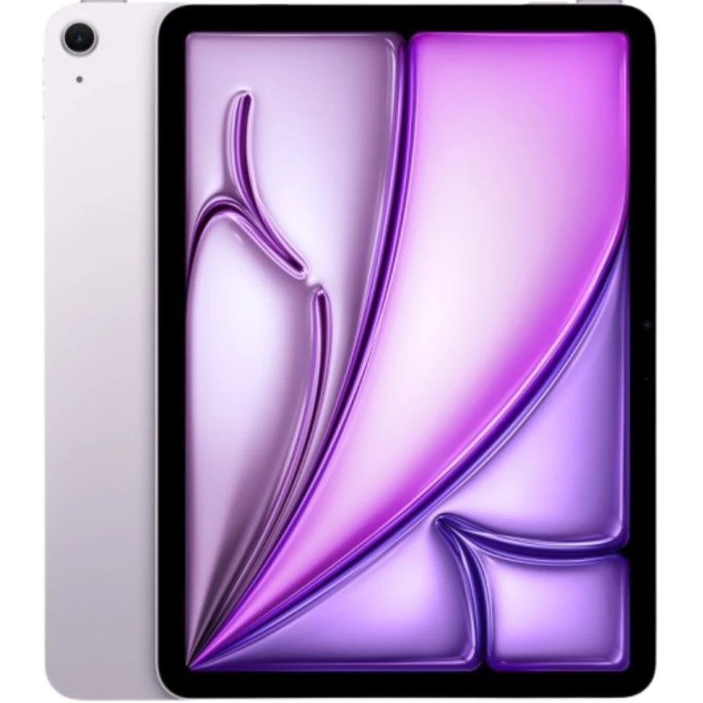 Apple iPad Air M4 2026 11 pol Roxo, tela bordas finas com arte lilás, câmera traseira única, corpo fino e acabamento metálico; Wi‑Fi, 256 GB