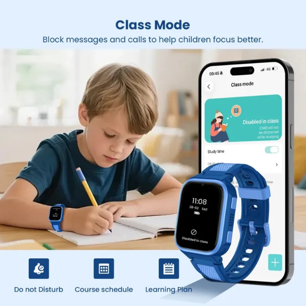 Lagenio K10 4G GPS con función SOS: reloj infantil con pantalla a color, correa resistente, modo clase, notificaciones y control desde app móvil
