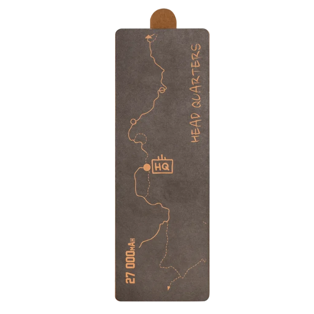 Powerbank Tactical Squad Head Quarters 65W 27000mAh con diseño táctico en relieve tipo mapa, acabado mate oscuro y lengüeta superior marrón para sujeción