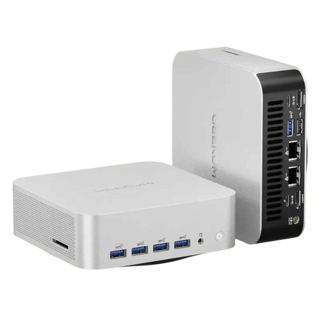 Mini PC GEEKOM A7 Max con puertos USB 3.2 y lector SD