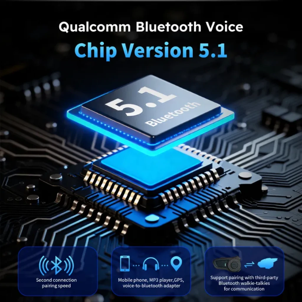 Hysnox X9 Mesh Intercomunicador para Moto 10 interlocutores con chip Qualcomm Bluetooth 5.1