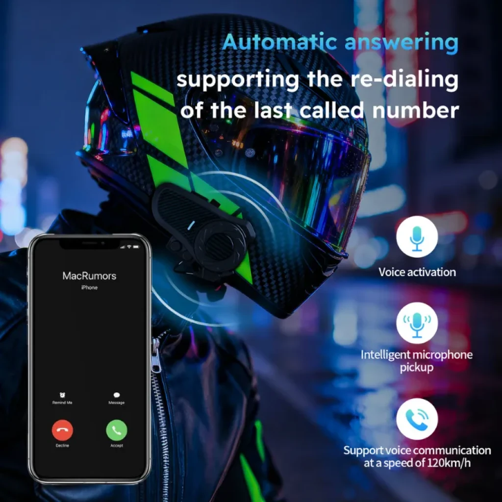 Hysnox X9 Mesh Intercomunicador para Moto con clip lateral en casco, micrófono inteligente y control por voz; comunicación clara hasta 120 km/h