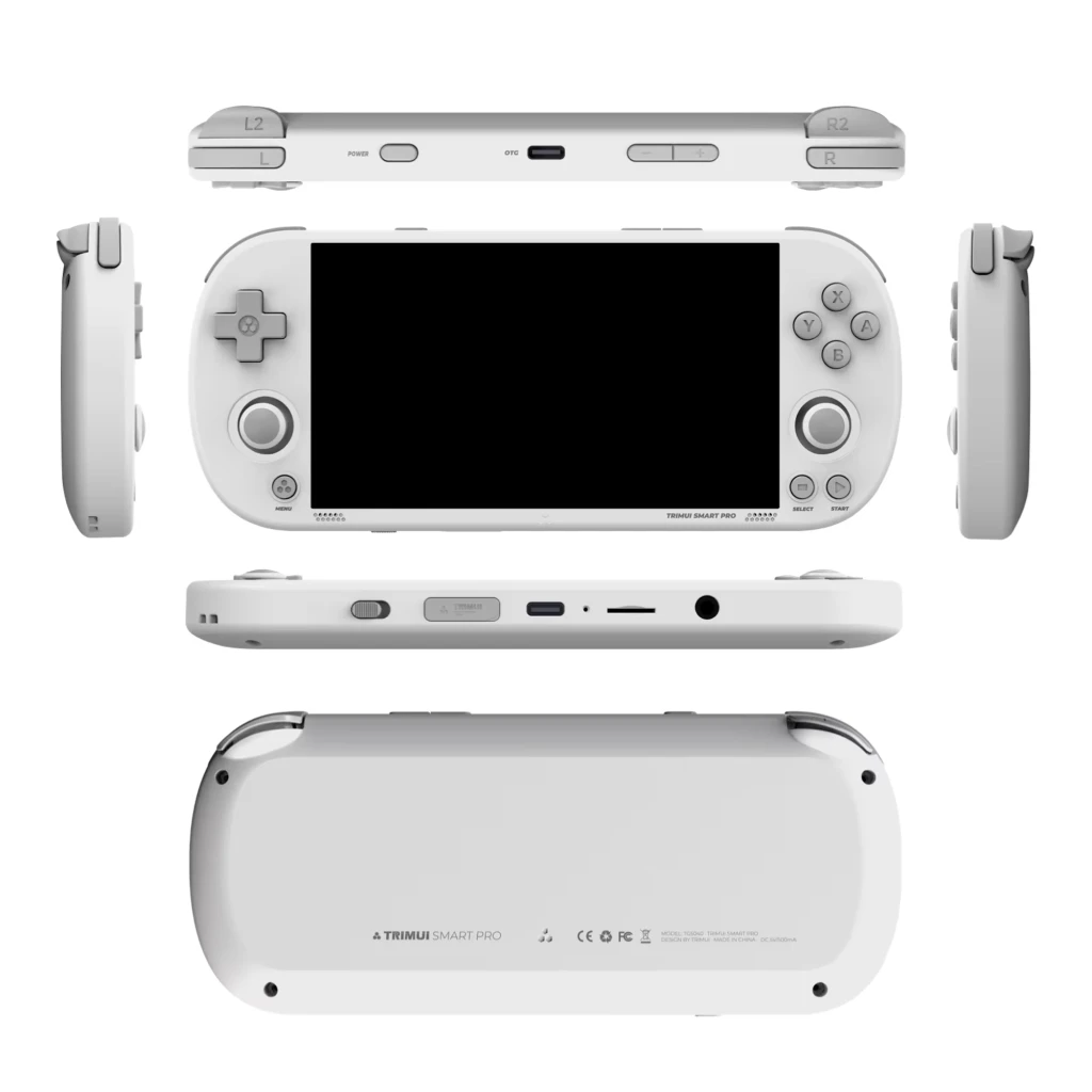 Trimui Smart Pro Blanco sin SD Card, consola retro portátil con pantalla amplia, cruceta y botones ABXY, gatillos superiores, altavoces y puerto USB-C