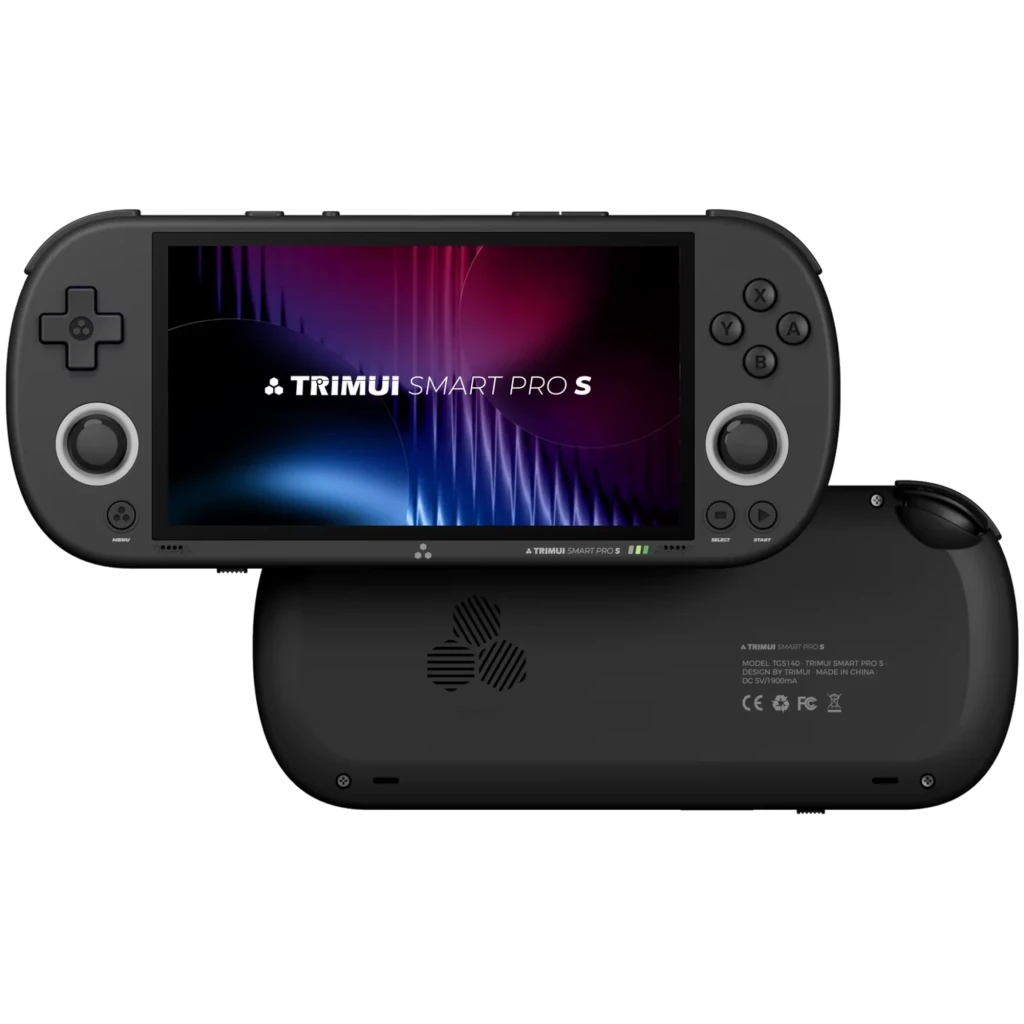 Trimui Smart Pro S TG5050 Noir sans carte SD console rétro portable écran large, croix directionnelle, sticks analogiques, boutons A B X Y, design mat