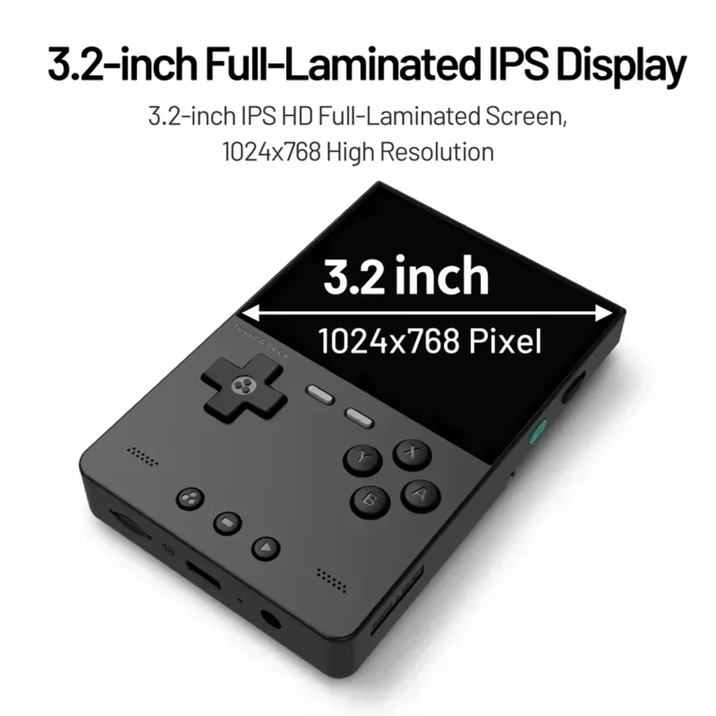 Trimui Brick Blanco sin SD Card con pantalla IPS laminada de 3.2 pulgadas 1024x768, cuerpo compacto, cruceta, botones ABXY y altavoz frontal
