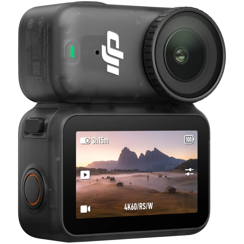 Cámara de acción DJI Osmo Nano Standard 128GB Activated 4K con lente gran angular, pantalla trasera a color y grabación 4K60 en cuerpo compacto y robusto