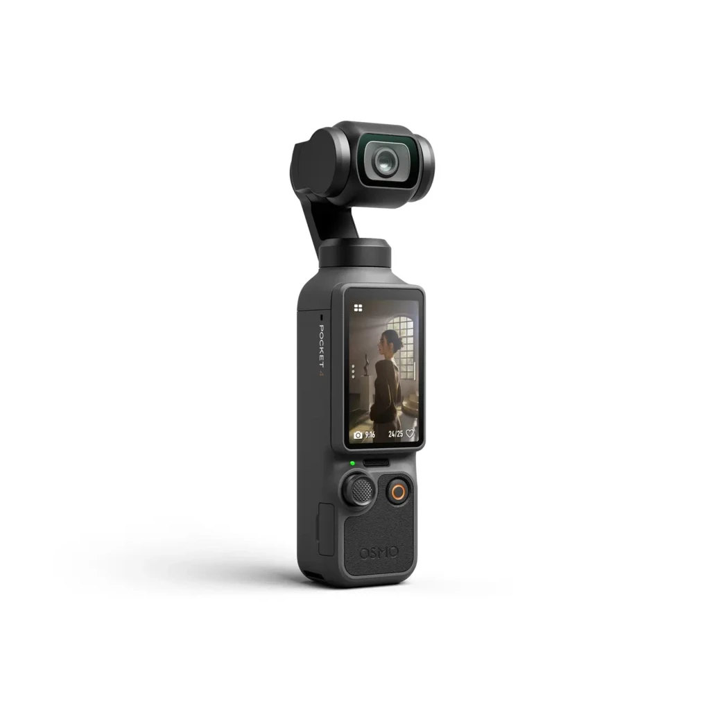 DJI Osmo Pocket 4 Creator Combo 4K 240fps Mic 3 con gimbal de 3 ejes, pantalla táctil frontal, botones de control y cuerpo compacto en color negro