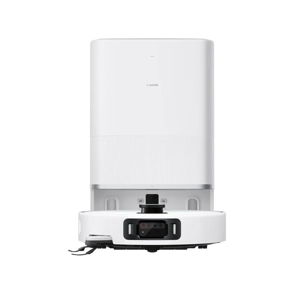 Xiaomi Robot Vacuum H50 Pro 15000Pa Estacion Omni en blanco, base compacta con depósito integrado y robot circular con sensor frontal y cepillo lateral