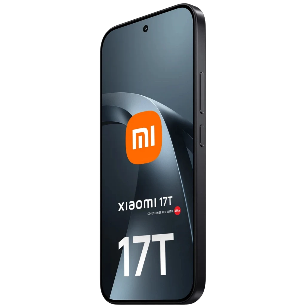 Xiaomi 17T 5G negro con pantalla OLED 6,3 pulgadas 120 Hz, borde delgado, cámara frontal en orificio centrado y botones laterales visibles