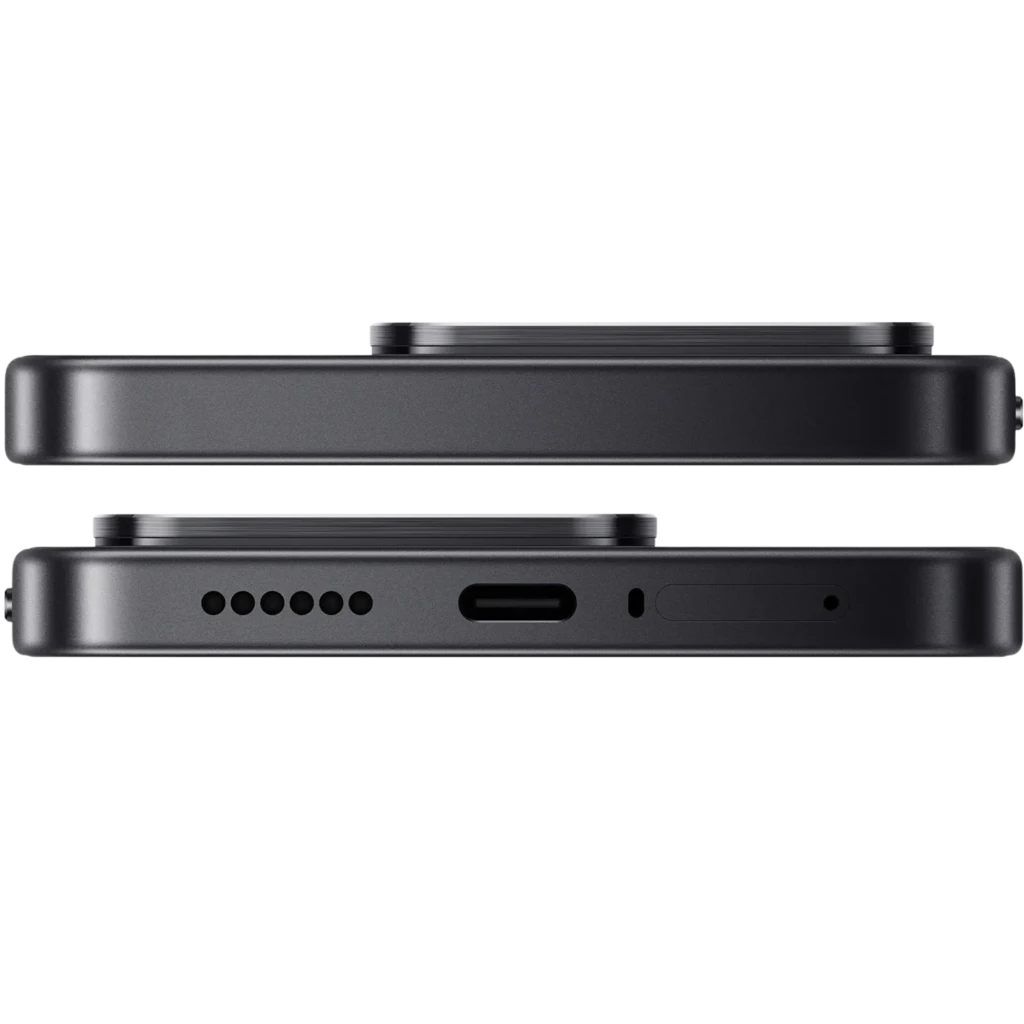 Bordes en negro mate con módulo de cámara sobresaliente, rejilla de altavoz, puerto USB-C y bandeja SIM en cuerpo delgado del Xiaomi 17T 5G 256 GB 12 GB 6,3