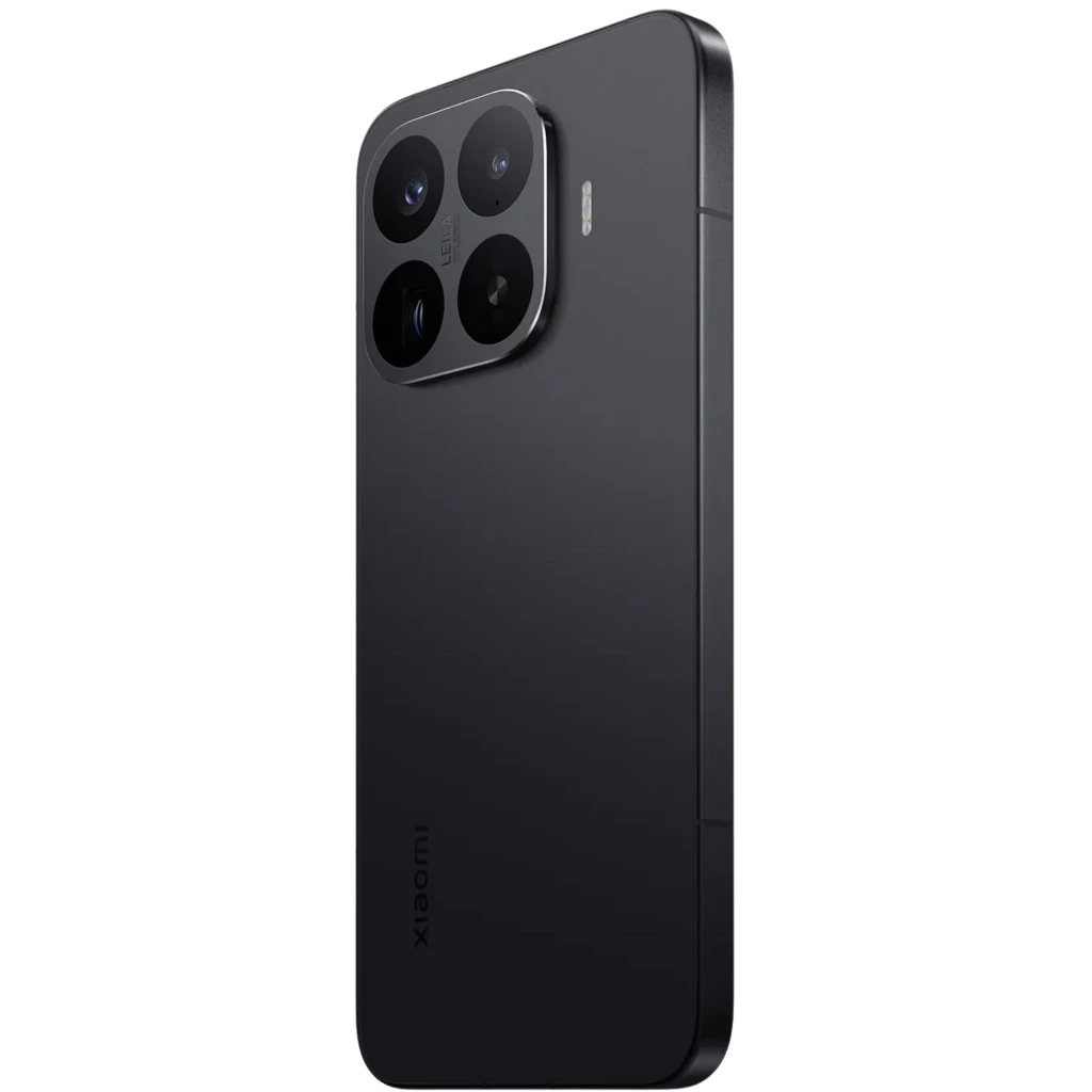 Xiaomi 17T Pro 5G negro con acabado mate, bordes planos y módulo triple de cámaras traseras grandes con flash lateral; diseño elegante y minimalista