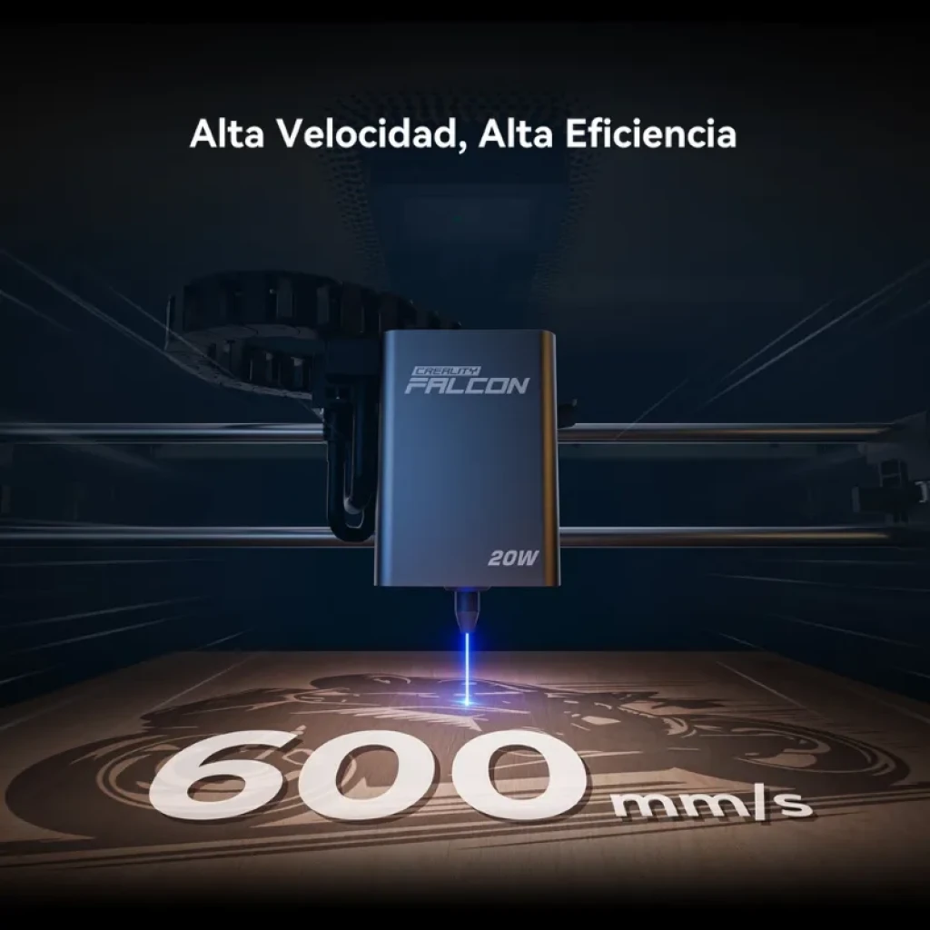Creality Falcon A1 Pro 20W con cámara integrada, grabadora láser de alta velocidad 600 mm/s, cabezal metálico preciso y rieles estables para grabados
