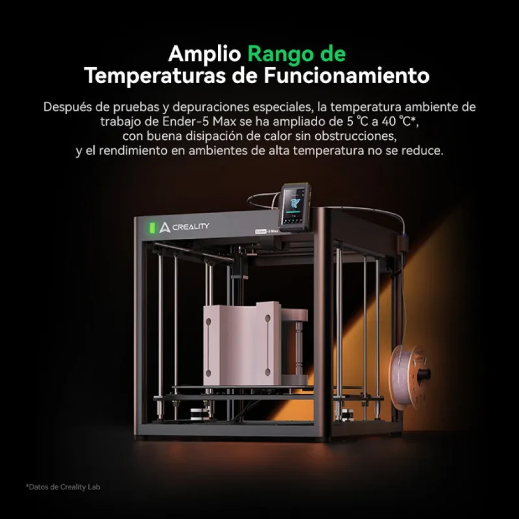 Rango de temperaturas de funcionamiento de la Extruder with increased print capacity on the Creality Ender 5 Max