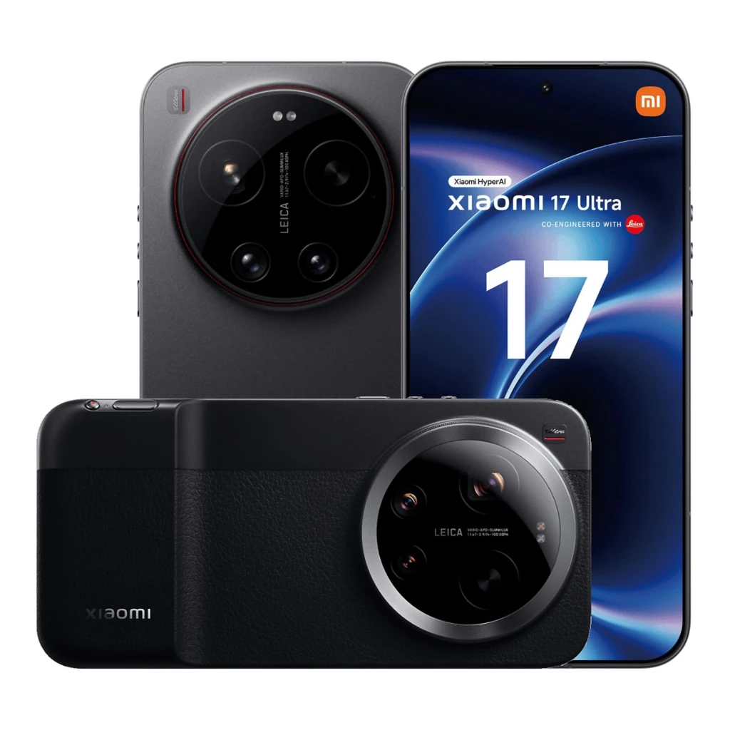 Xiaomi 17 Ultra 512GB negro con pantalla curva OLED y módulo de cámara circular LEICA con triple lente; diseño premium en aluminio y acabado mate elegante