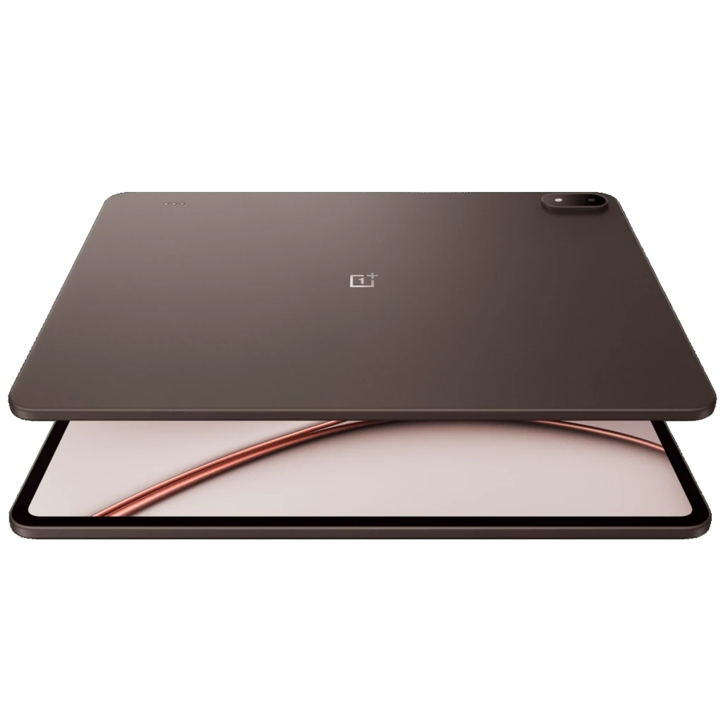 OnePlus Pad 4 WiFi 13.2 en Dune Glow con cuerpo metálico marrón, cámara trasera en esquina, logo central y pantalla casi sin bordes; 12 GB RAM, 512 GB