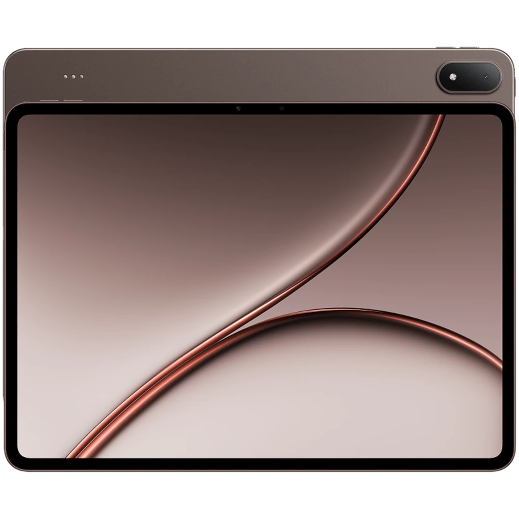 OnePlus Pad 4 WiFi 13.2 Dune Glow con pantalla casi sin bordes, cámara trasera doble en módulo ovalado, bordes metálicos y diseño elegante en tono arena