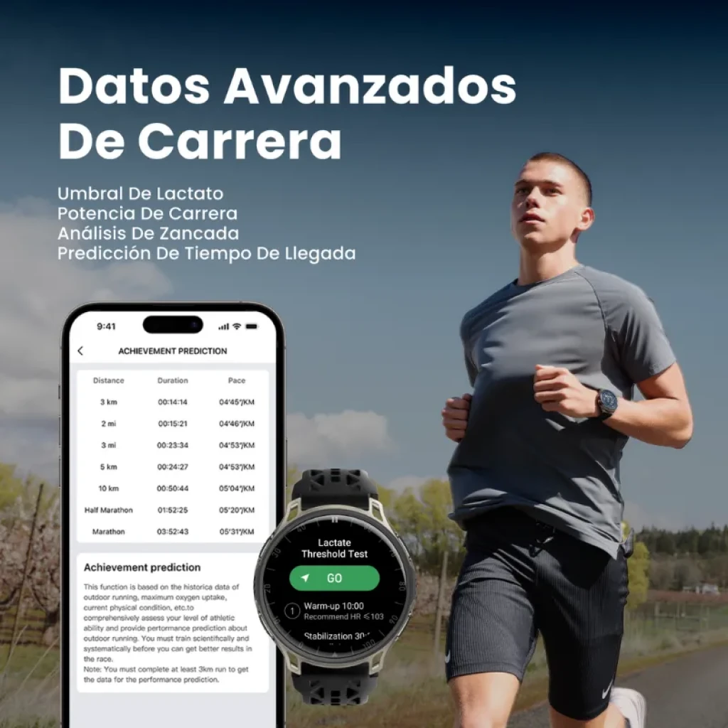 Amazfit Cheetah 2 Pro negro, interfaz con datos avanzados de carrera