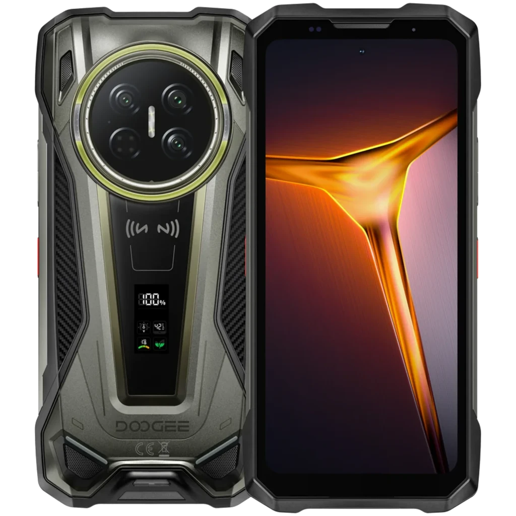 Doogee V Max 2 Pro 5G gris robusto con cuerpo blindado, triple cámara trasera circular con aro LED, pantalla grande, lector NFC y batería enorme 22000 mAh