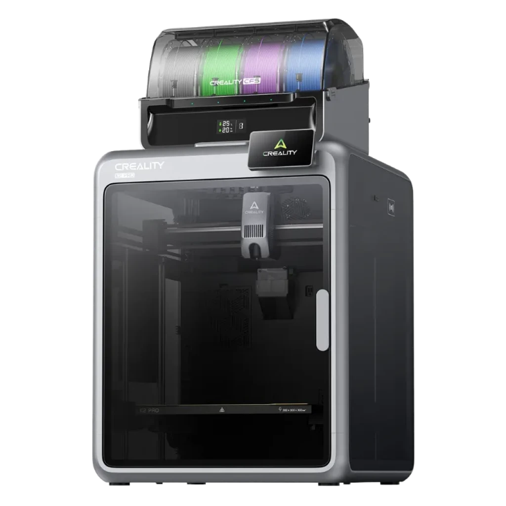 Vista a 45 graus da Creality K2 Pro Combo com sistema CFS