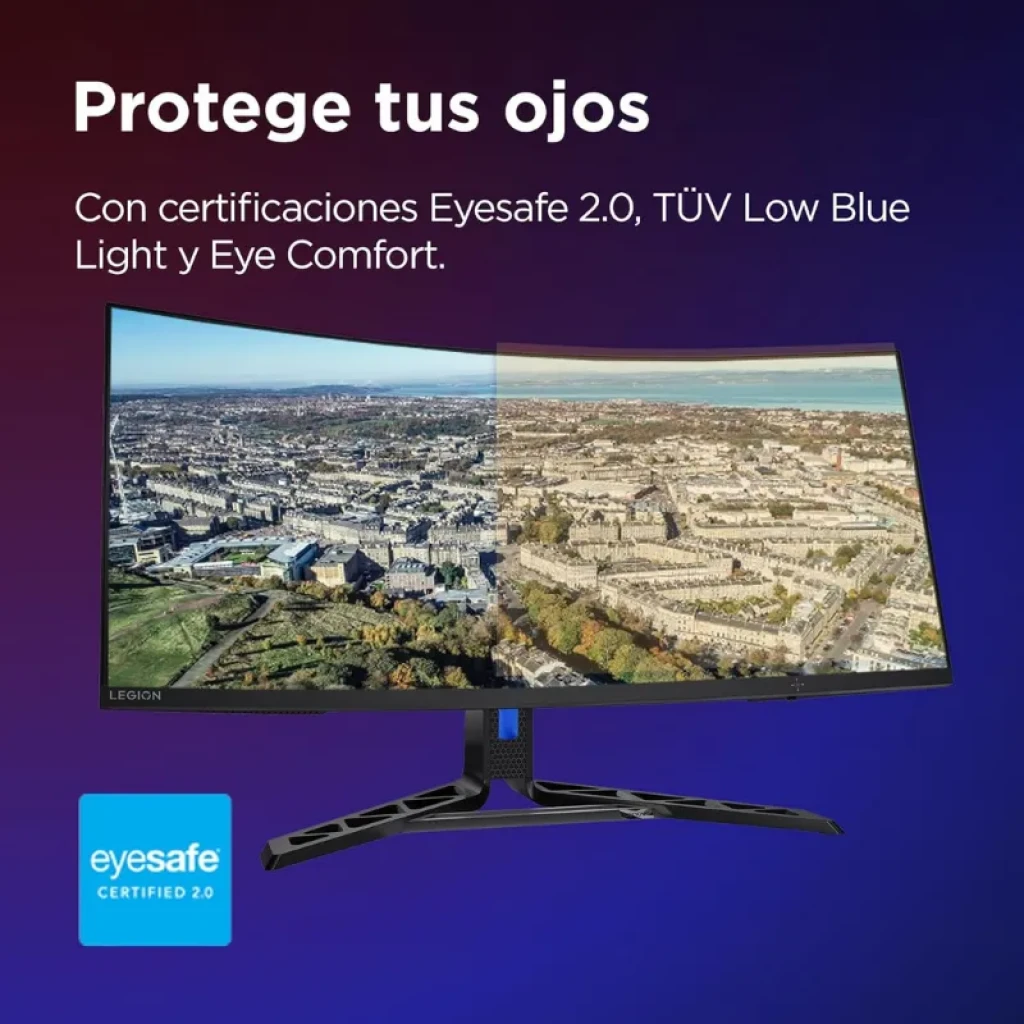 Lenovo Legion R34w-30 con certificación Eyesafe 2.0 y luz azul baja