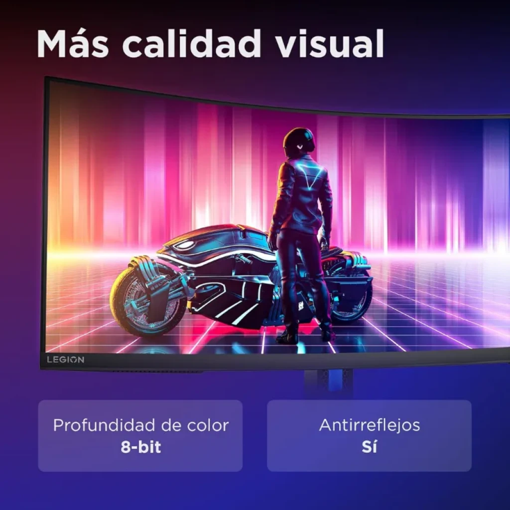 Lenovo Legion R34w-30 con panel 8-bit con tratamiento antirreflejos y diseño inmersivo