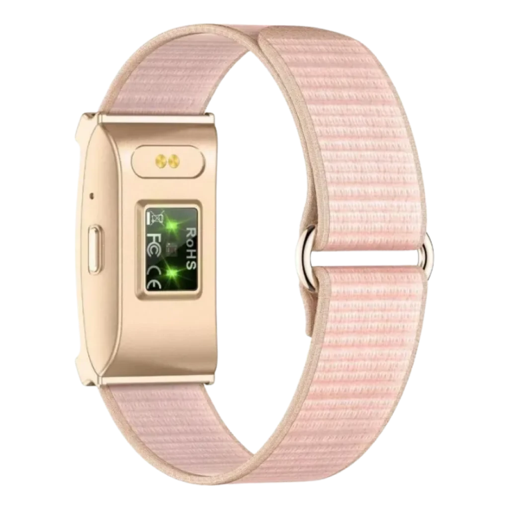 Detalle sensor frecuencia cardíaca y conector USB Beafon Fit 20F