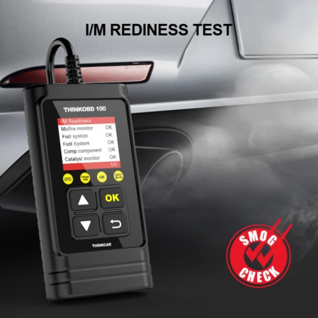 ThinkCar ThinkOBD 100 Escáner OBD2 Multimarca negro con pantalla a color, botones grandes de navegación y cable OBD, indica pruebas I/M y chequeo de smog