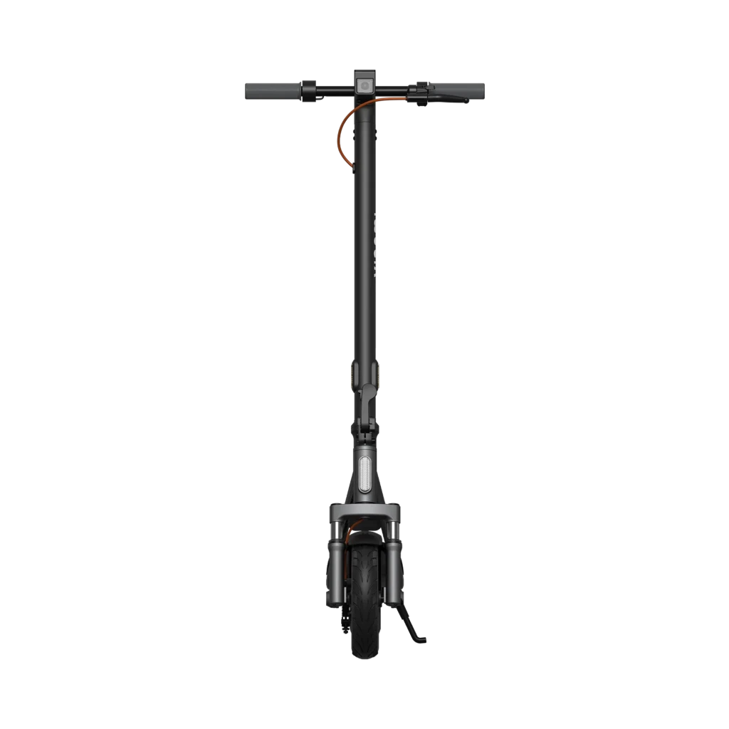 Patinete Xiaomi Electric Scooter 6 Lite negro, manillar recto con pantalla central, cable naranja visible, horquilla gris y rueda delantera de 10 pulgadas
