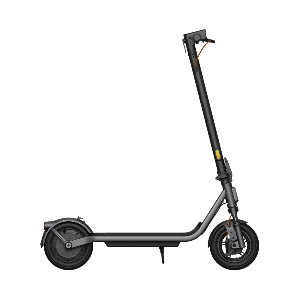 Patinete Xiaomi Electric Scooter 6 Lite negro mate, marco plegable, ruedas 10 pulgadas, luz delantera LED, cableado naranja visible y freno trasero integrado