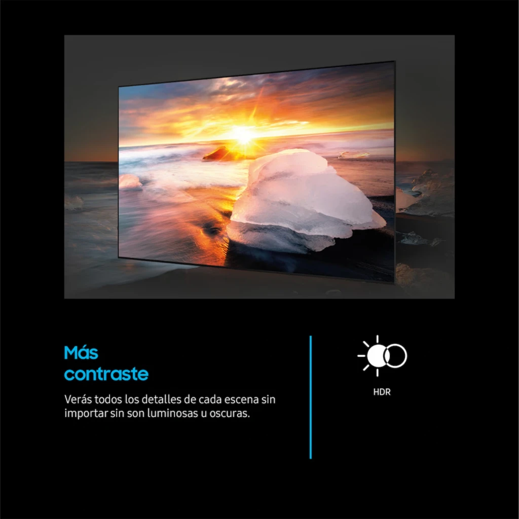 Samsung TU32H5005FK Smart TV 32" HD negro con HDR; pantalla delgada, biseles finos y colores intensos con alto contraste para escenas claras u oscuras